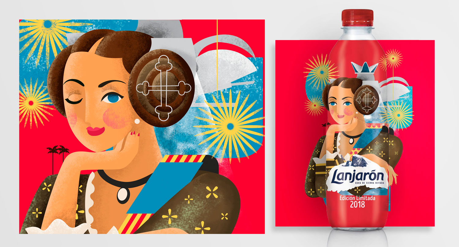 lajaron-fallas valencia 2018-botella-carlos anguis-ilustracion-packaging-barcelona